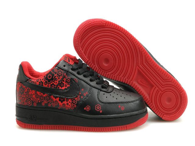 Air-Force-1-25th-Low-Nike-Shoes-Black-Red-Priting-Womens