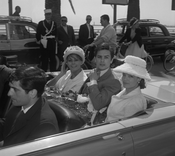 French actor Alain Delon and his counterparts Sophia Loren (L) from Italy and Austria-born German-French actress Romy Schneider arrive May 08, 1962 at Cannes Festival Palace for opening ceremonies of 15th Film Festival. AFP