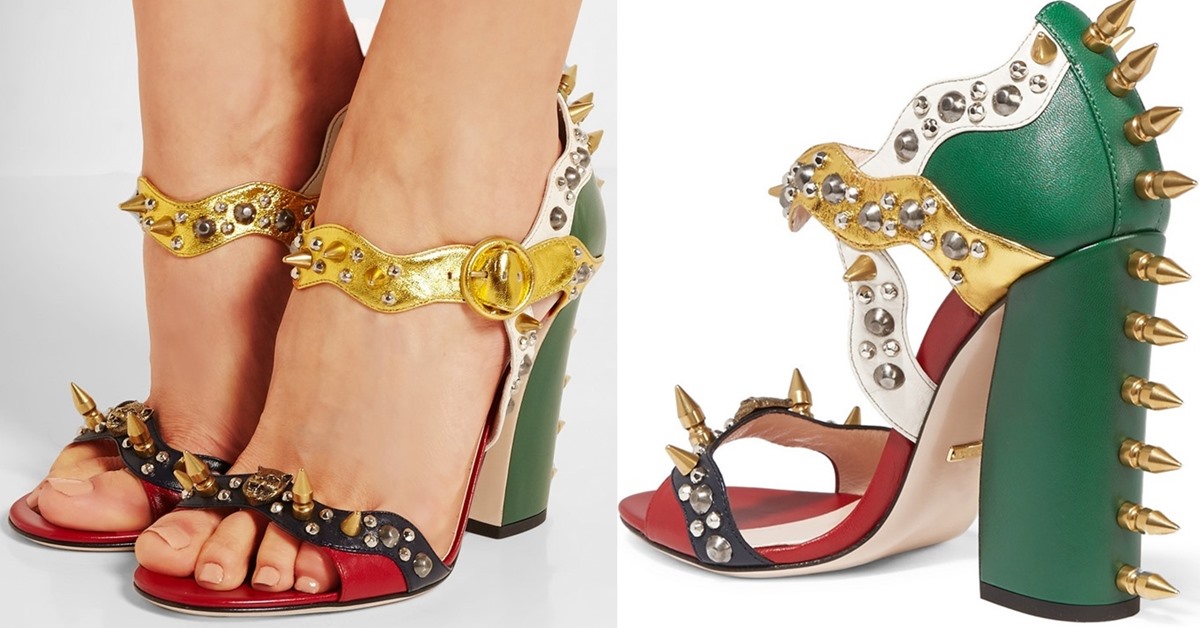 Gucci-Embellished-metallic-leather-studded-sandals
