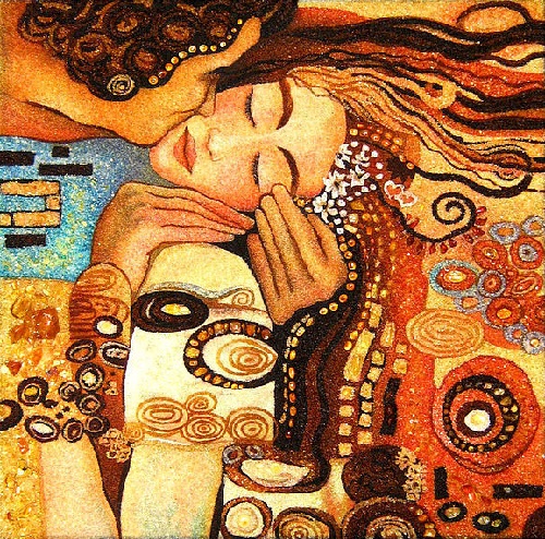Amber-painting-Kiss-inspired-by-Gustav-Klimt