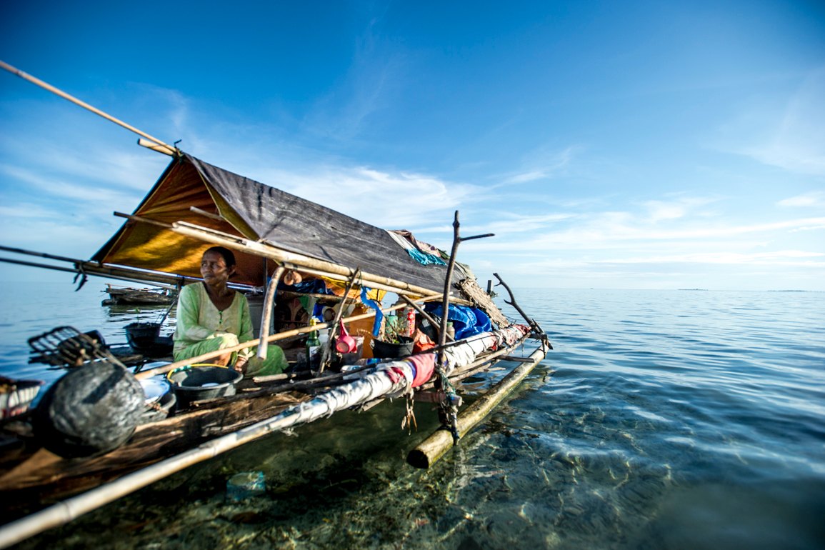 Ibu Diana Botutihe is one of the few remaining people in the world to have lived her entire life at sea, visiting land only intermittently and as a matter of necessity in order to trade fish for rice, water and other staples. Here she is pictured on her boat in Sulawesi, Indonesia.