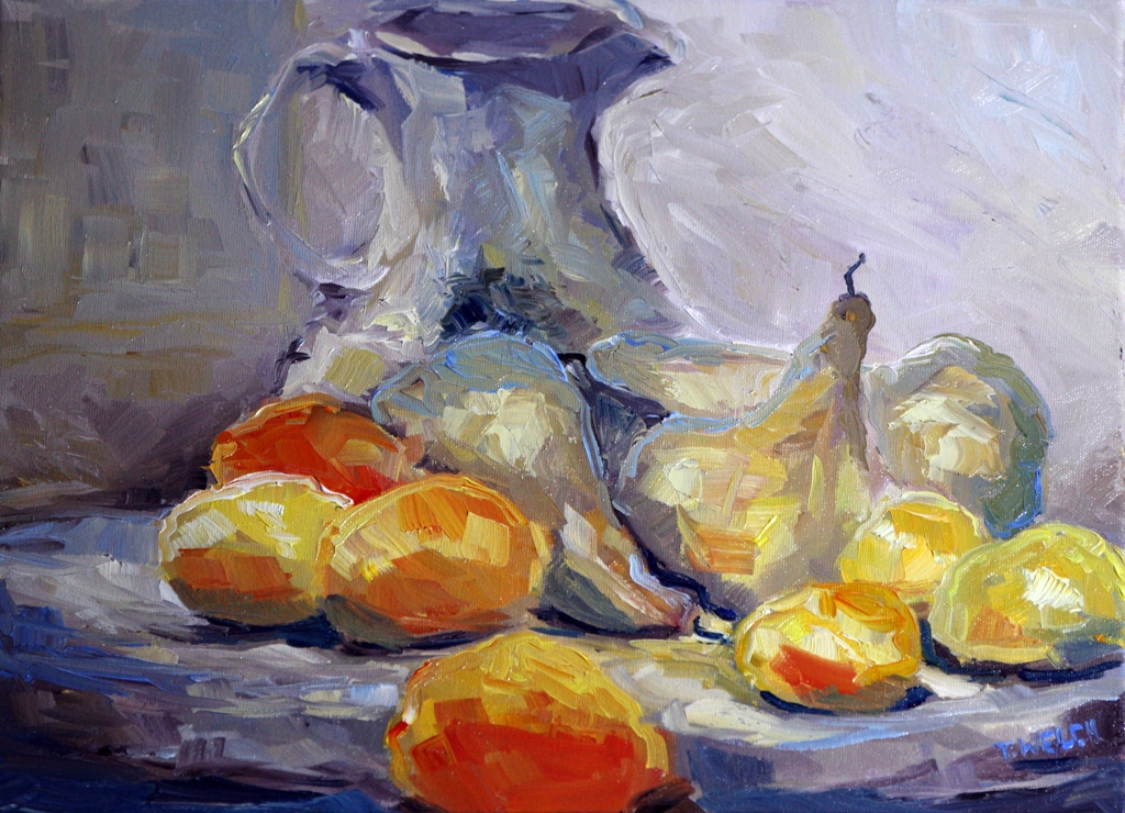 wine-vase-pears-lemons-and-blood-oranges-resting-12-x-16-inch-oil-on-canvas-by-terrill-welch-2013_02_09-072