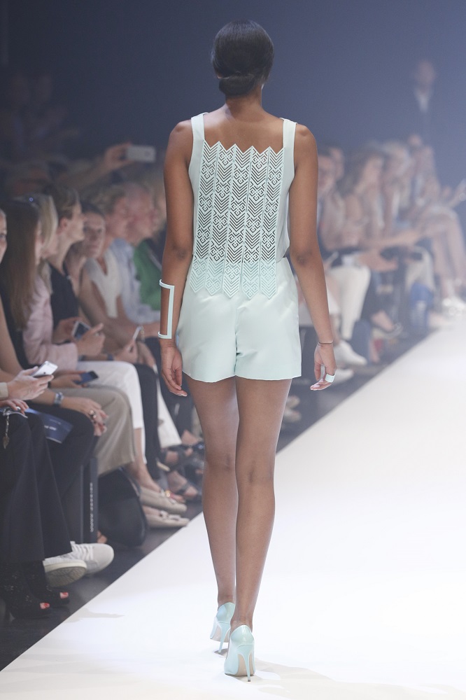 DUESSELDORF, GERMANY - JULY 23: A model walks the runway at the 3D Fashion Presented By Lexus show during Platform Fashion July 2016 at Areal Boehler on July 23, 2016 in Duesseldorf, Germany. (Photo by Andreas Rentz/Getty Images for Platform Fashion)